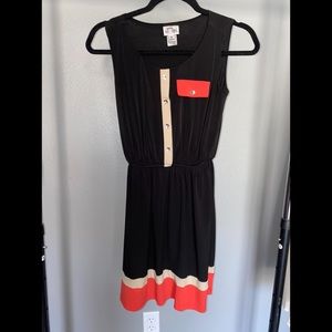 Black dress with cream and coral details